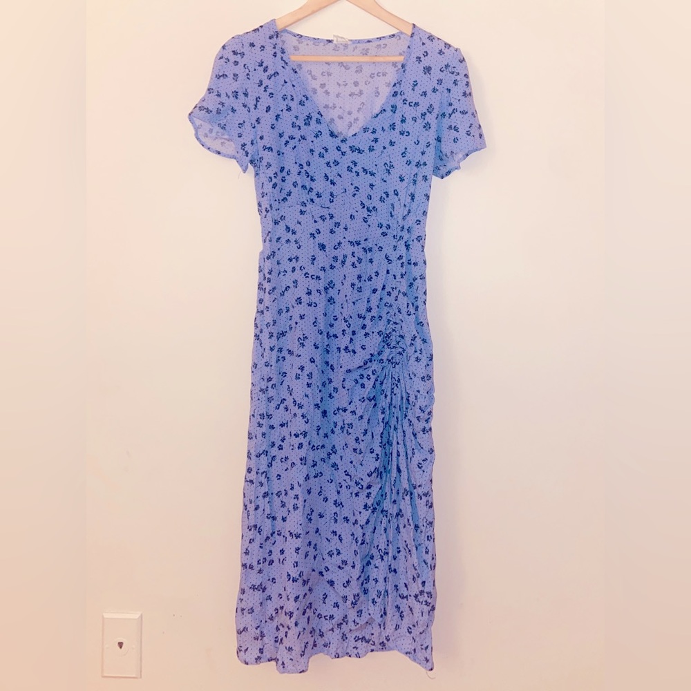 Lavender floral print elegant women’s dress